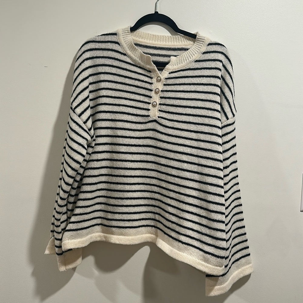 Trendy Striped Drop Shoulder Sweater